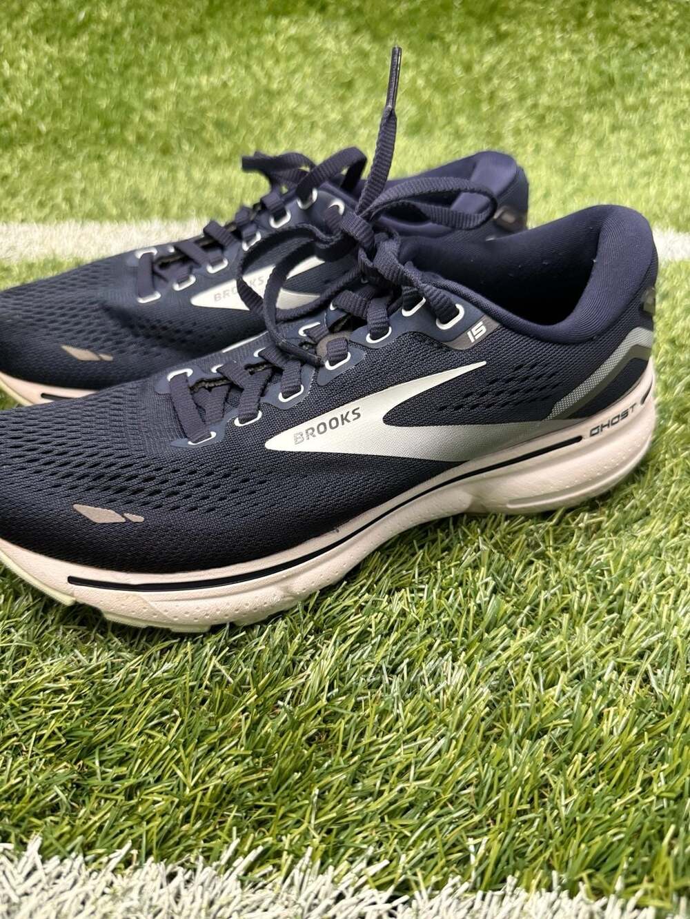 Brooks Ghost 15 Navy Blue Silver Running Shoes Sneakers